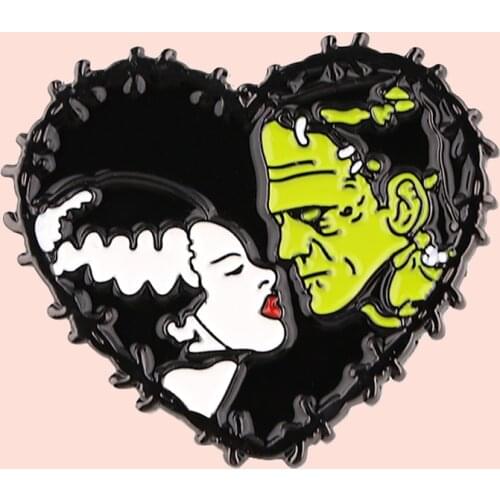 ZF3141 Movie Character Frankenstein And The Bride Enamel Pins And Brooches For Women Men Lapel Pin Backpack Bags Hat Badge Gifts