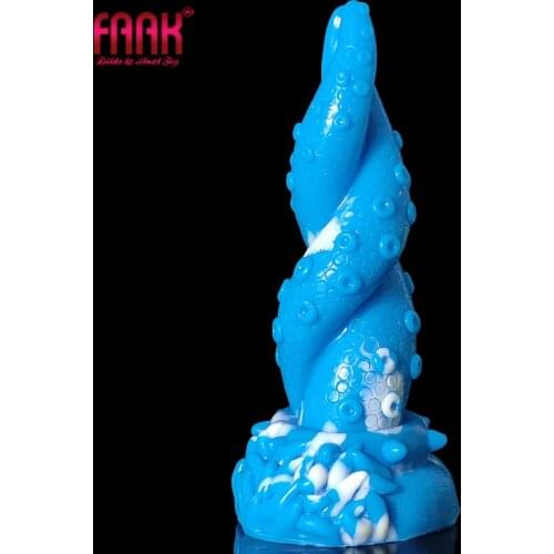 FAAK New large anal plug yellow dragon erotic design twist octopus leg textured silicone suck animal dildo sex toys for women