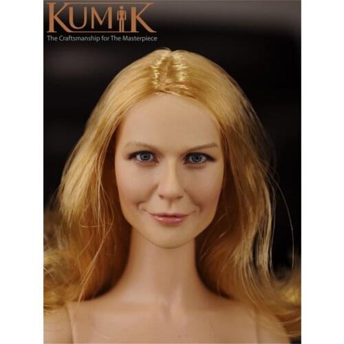Best Sell Scale 1/6th Sexy Female Head Sculpture With Long Gold Hair Smile Face Version For Usual 12inch Women Body Figures