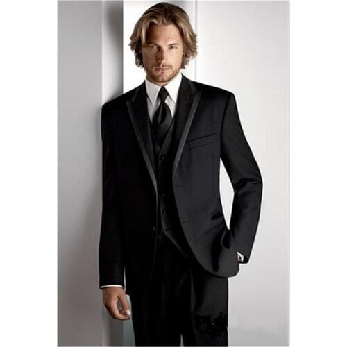 Custom Slim Light Gray Black Dress Men Suit Wedding Hot Sale Groom Tuxedo erno Masculino Best Man Mens Suits 3-piece (Jacket+Pa