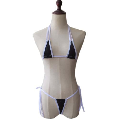 Micro bikini set 2020 Sexy Solid color Hemming String Lace up Thong Beach spa swimwear women swimsuit bikinis biquini swimm suit