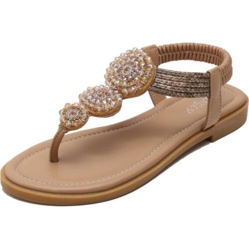 Summer Women Sandals Bohemian Wedge Sandals Rhinestone Lady Sandals Clip Toe Bandage Shoes Zapatos Mujer2021