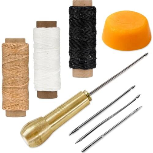 LMDZ 1-4Pcs Canvas Leather Tent Shoes Sewing Awl and Waxed Thread For Repairing Tool Sets Hand Stitching