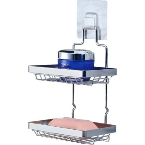 Metal soap dish double stainless steel soap dish free perforation creative soap holder toilet drain soap net wholesale