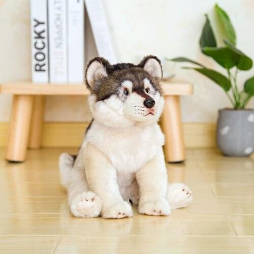 Cute Cuddly Wolf Plush Toy Lifelike Soft Stuffed Animal Adorable Plushy kawaii Kids Doll Fluffy Birthday Gifts for Children Boy