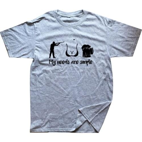 My Needs Are Simple Skeet Shooting T-shirt Men Summer Short Sleeve Cotton Funny Swimmer Harajuku T Shirts Men Boyfriend Gift