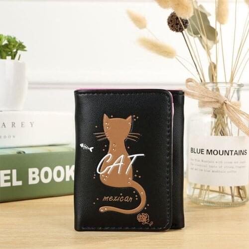 Soft Leather Women Wallets Cartoon Hasp Wallet Female Student Purse Girl Coin Purse Coin Bag ID Card Holder Fresh Card Holder