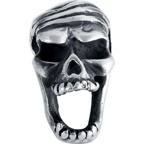 Stainless Steel Vintage Open Mouth Skull Big Hole European Beads Charms For DIY Bracelet Necklace Jewelry Making