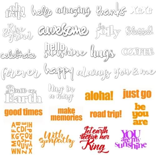 Multiple Types English Words Metal Cutting Dies Stencils for Scrapbooking Embossing Die Paper Cards Making Album Decorative 2019