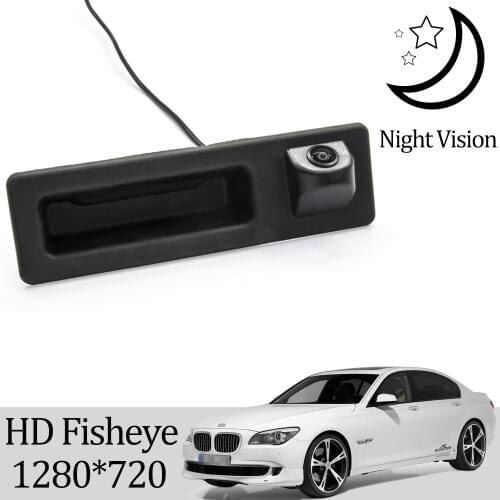 Owtosin HD 720P Rear View Trunk Handle Camera For BMW 7 Series F01 F02 F03 2008 2009 2010 2011 2012 2013 2014 2015 Car Monitor