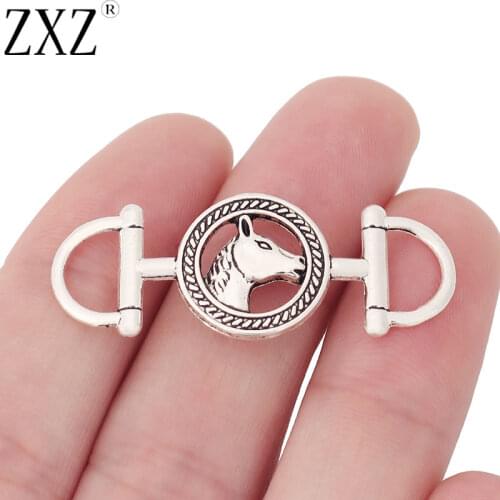 ZXZ 10pcs Tibetan Silver Horse Connector Charms for Bracelet Necklace Jewelry Making Findings