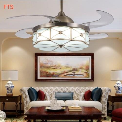 Modern and simple invisible fan light personality 42-inch ceiling fan light living room bedroom creative fan led iron lamp