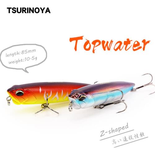 TSURINOYA Fishing Lure DW59 Topwater Water Pencil Z-Shaped Hard Lure 85mm 10.5g Articial Floating Bait Bass Lure 5 Colors