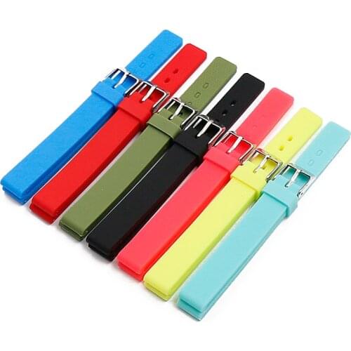 Silicone strap watch accessories pin buckle 12mm waterproof sports rubber strap for women and children watch men watch band