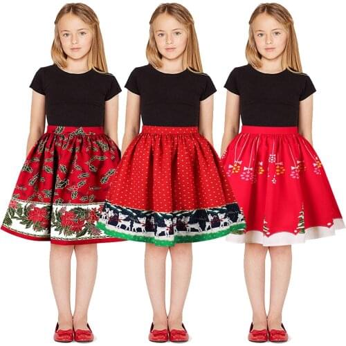 Christmas Elk Digital Print Childrens Cute Skirt Fashion Trendy Pleated Skirt Autumn New Tutu Skirt Girls Skirt