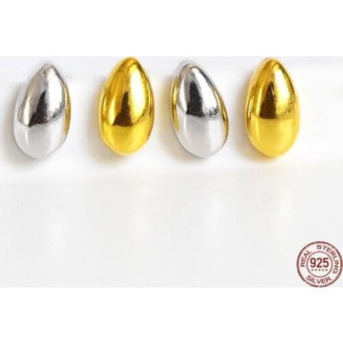 LKO Minimalist Geometric Shaped 925 Sterling Silver Stud Earrings for Women Smooth Surface Earrings Daily Jewelry Gift