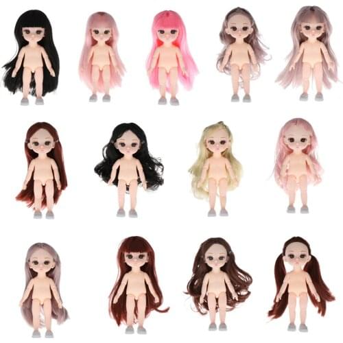 Lovely 6inch Moveable 1/12 BJD Girl Doll Body Princess 3D Eyes DIY Making