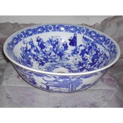 Blue And White Lad Painting Jingdezhen factory directly art hand painted ceramic wash basin wash hand basin sizes