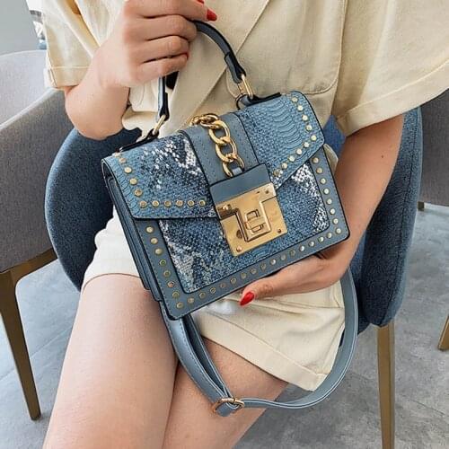 Womens Bag Fashion Messenger Bag Snake Pattern Small Square Handbag Ladies Shoulder Crossbody Clutch Female Designer Handbag