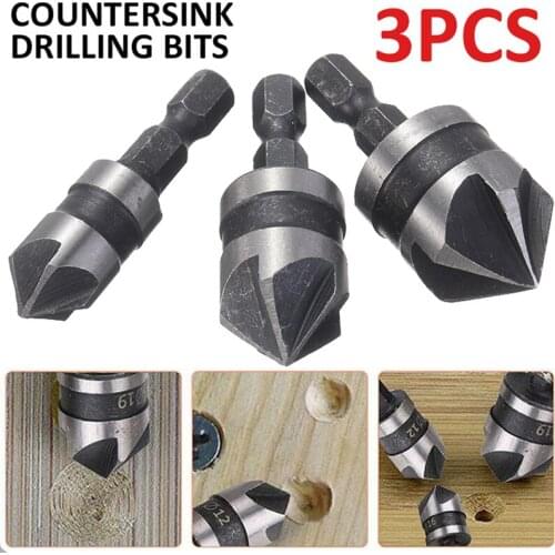 3Pcs Countersink Drill Bit Wood working Drill Bit Cutter Counter Sink Drill Bit Set Chamfer Counter Sink Chamfering Debur Tools