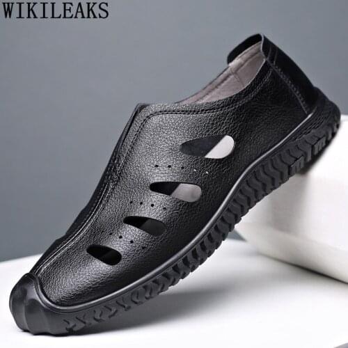 Loafers Summer Shoes Man Dad Sandals Designer Brown Leather Casual Shoes Men Black Slip on Shoes for Men 2021 Summer Sandals Man