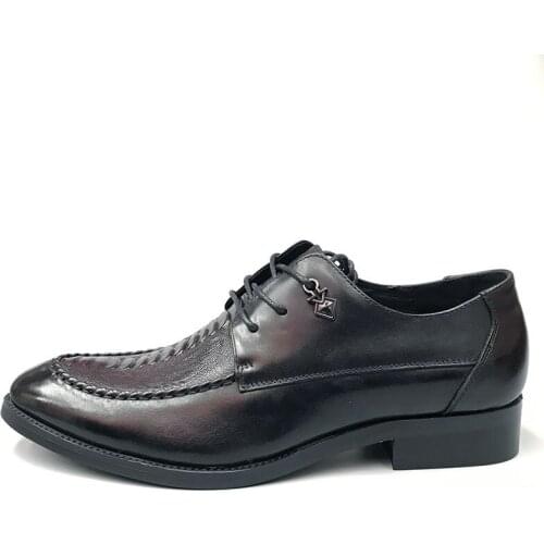 Handmade Black Formal Italian Design Shoe Men Genuine Leather Business Wedding Lace Up Oxford Shoe Square Head Brogue Dress Shoe
