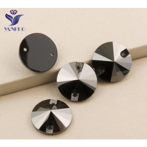 YANRUO 3200 Jet Hematite Glass Sewing Rhinestones Sew On Stones Dress Flatback HEM Rhinestones For Jewelry