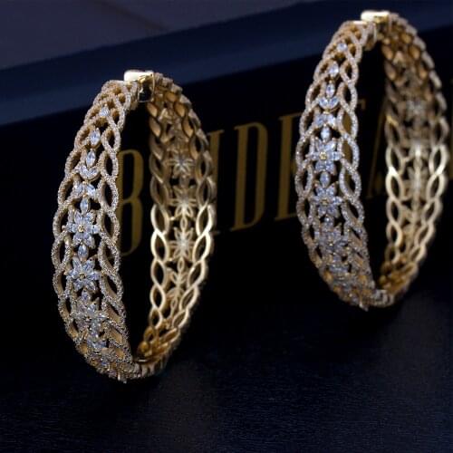 Bride Talk Trendy Popular Women Earrings Cubic Zirconia Round Shape Hoop Earring Jewelry For Wedding Party Banquet Lovers Gift