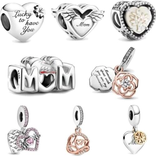 925 sterling silver mothers day and spring mothers love charm suitable for original pan bracelet female jewelry DIY gift
