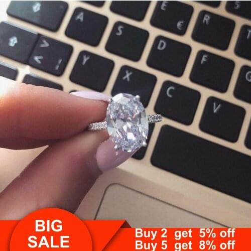 Female Fine ring 925 Sterling silver oval cut 5ct AAAAA Cz stone Engagement Wedding Band Rings for women Bridal Party Jewelry