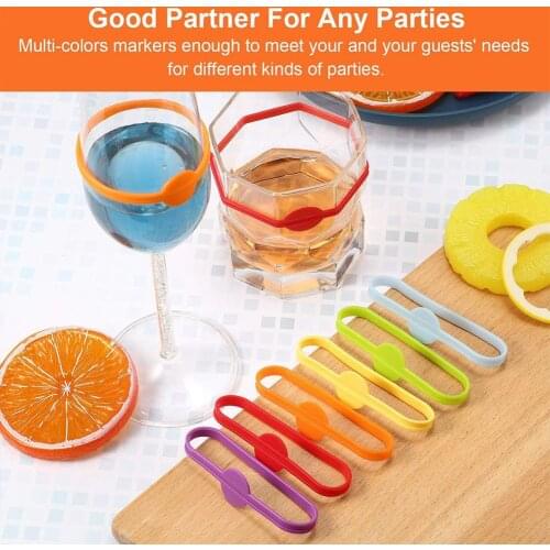 1 Set Drink Marker Wine Glass Silicone Strip Tag Marker Reusable Beverage Mark for Champagne Glasses Cocktail Party