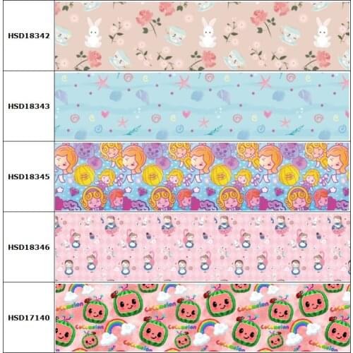 10yard Cartoon Rabbit Animal Girl Printed Grosgrain Ribbon Accessory Hairbow Headwear Decoration DIY Wholesale OEM 38MM 75MM