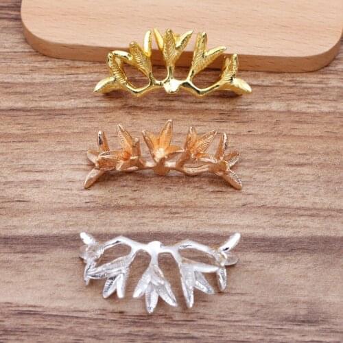 10 PCS 13*45.5mm Metal Alloy Flowers Tray KC Gold Silver Plated Flowers Base Settings DIY Accessories For Jewelry Making