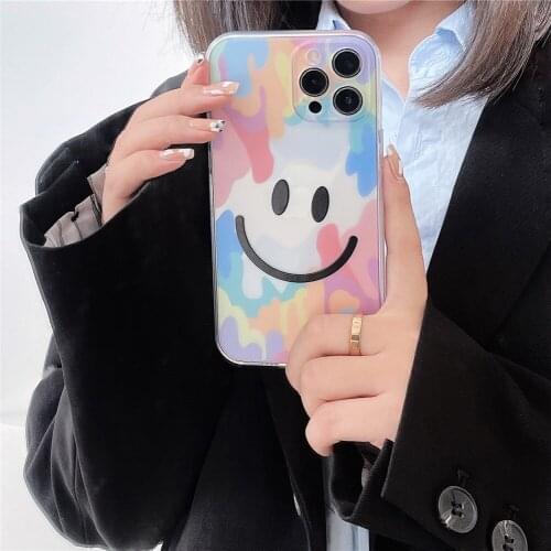 2021 Phone TPU Capa Case For iPhone 12 Mini/11/12Pro Max XR XS Max Camouflage Smile Funda Cover For iPhone SE 7 8Plus Para Case