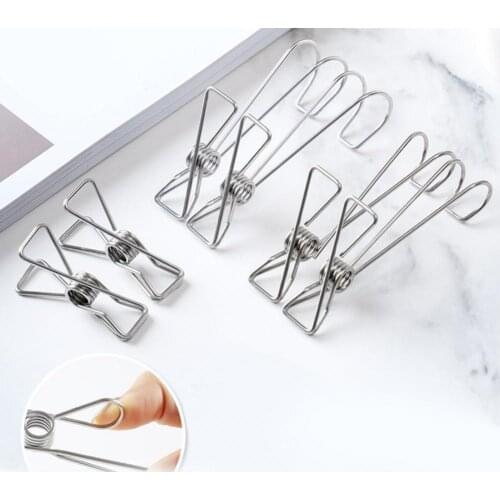 5Pcs/Set Clothing Clamps Heavy Duty Multi-purpose Stainless Steel Clothespins Laundry Chip for Clothesline