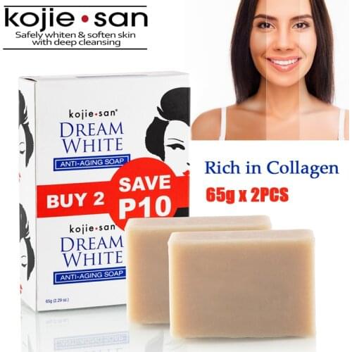 Kojiesan Dream White Anti Aging Soap With Collagen 135g Multi Purpose Whitening Skin Firming Kojic Acid Soap 65g 2PCS