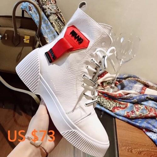 Spring Autumn Fashion Patent Leather Womens Boots Flats Platform Women Booties High Quality Sneakers Women Zapatos Mujer Shoes