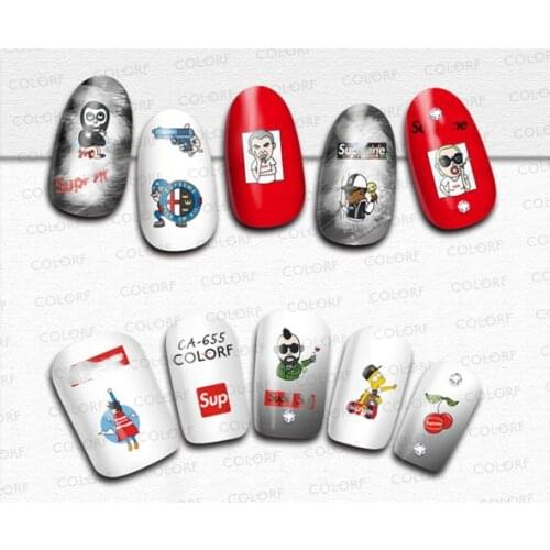 CA-654-655 Frok Retro cool 3d nail art stickers decal template diy nail tool decorations