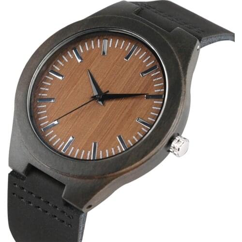 Wooden Watches Quartz Watch Men 2017 Bamboo Modern Wristwatch Analog Nature Wood Fashion Soft Leather Creative Birthday Gifts