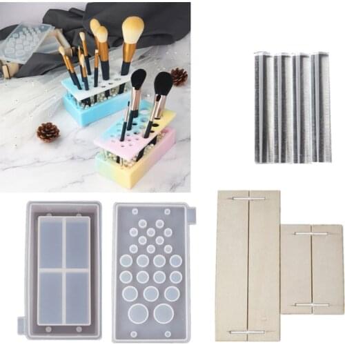 Handmade Makeup Brush Holder Organizer Resin Mold Cosmetics Brushes Storage Solution Resin Casting Mold Art Crafts Tools