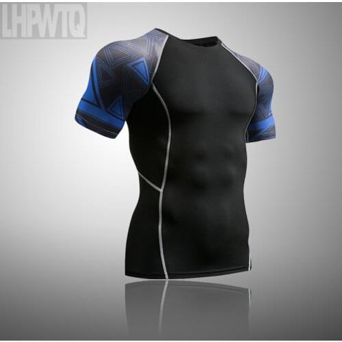 3D Printed T-shirt Compression Tights Men Fitness Running Shirt Breathable Short Sleeve Sports Rashgard Gym Cycling Clothing