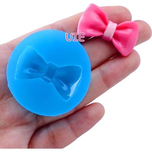 FYL296U 33.6mm x 20mm Bowknot Bow Silicone Mold Fondant Cake Decoration Candy Resin Clay Earrings Necklace Craft Soap Candle