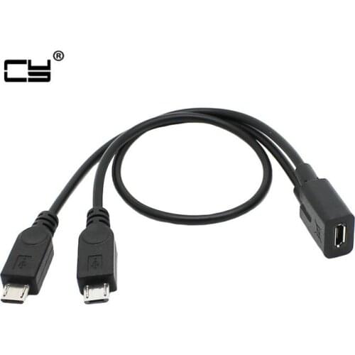 1PCS Micro USB 2.0 Splitter Y 1 Female to 2 Male Data Charge Cable Extension Cord For phone High Quality sync data cable