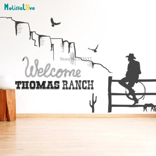 Western Cowboy Decal Southwestern Living Room Bedroom Home Apartment Decor Removable Vinyl Wall Sticker BB721