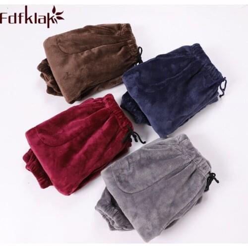 M-XXL Plus Size New Winter Flannel Womens Home Pants Couple Pajama Bottoms Sleep Trouser Lounge Wear Sleepwear Pants Fdfklak