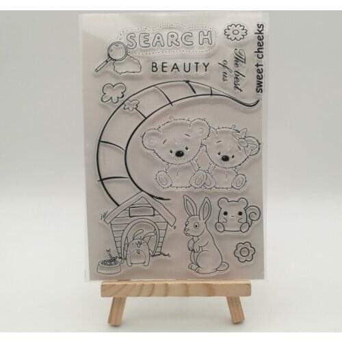 Moon bear birthday transparent Silicone stencil for DIY Scrapbooking photo album decorative sheets