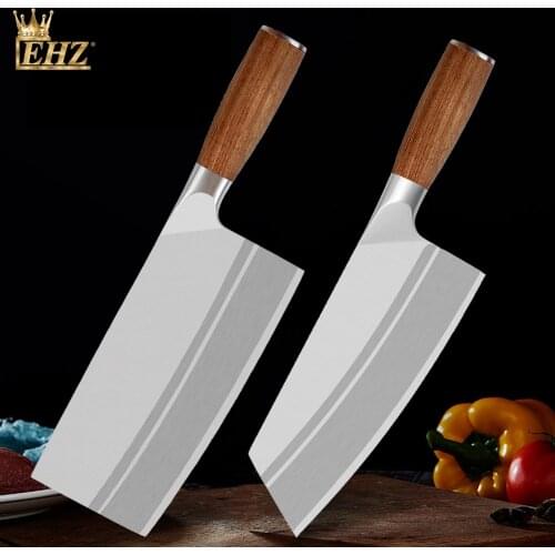 EHZ Kitchen Chef Knife Set High Quality Stainless Steel Chinese Forged Sharp Kitchen Knife Slicing Bone Cleaver Pearwood Handle