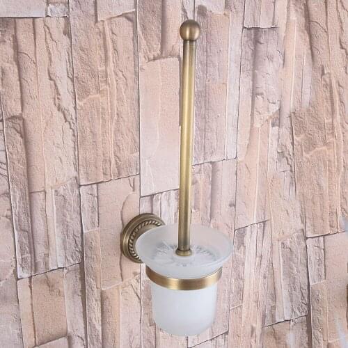 Wall Mounted Vintage Retro Antique Brass Bathroom Toilet Brush Holder Set Bathroom Accessory Single Glass Cup mba267