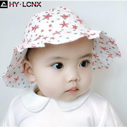 New Child Sea Star Printing Fashion Fisherman Hat Boy Girl Breathable Cotton UV Protection Outdoor Baby Cute Sun Hat