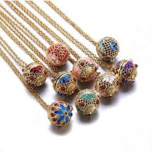 Retro Golden Aromatherapy Necklaces Oil painting open locket Aroma Diffuser Necklace Essential Oils perfume Pendant necklace